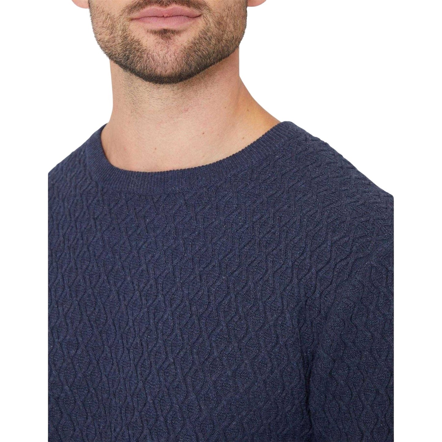 Denim Blue - Side - Threadbare Mens Staleyhall Logo Jumper