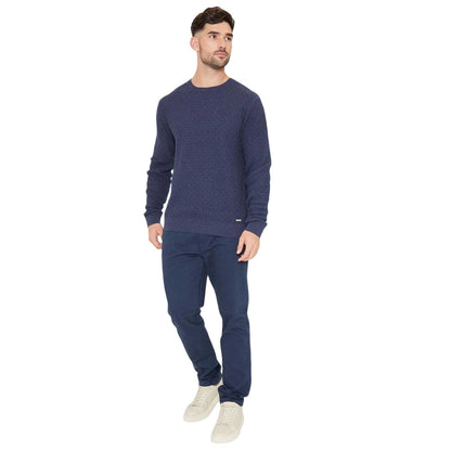 Denim Blue - Lifestyle - Threadbare Mens Staleyhall Logo Jumper
