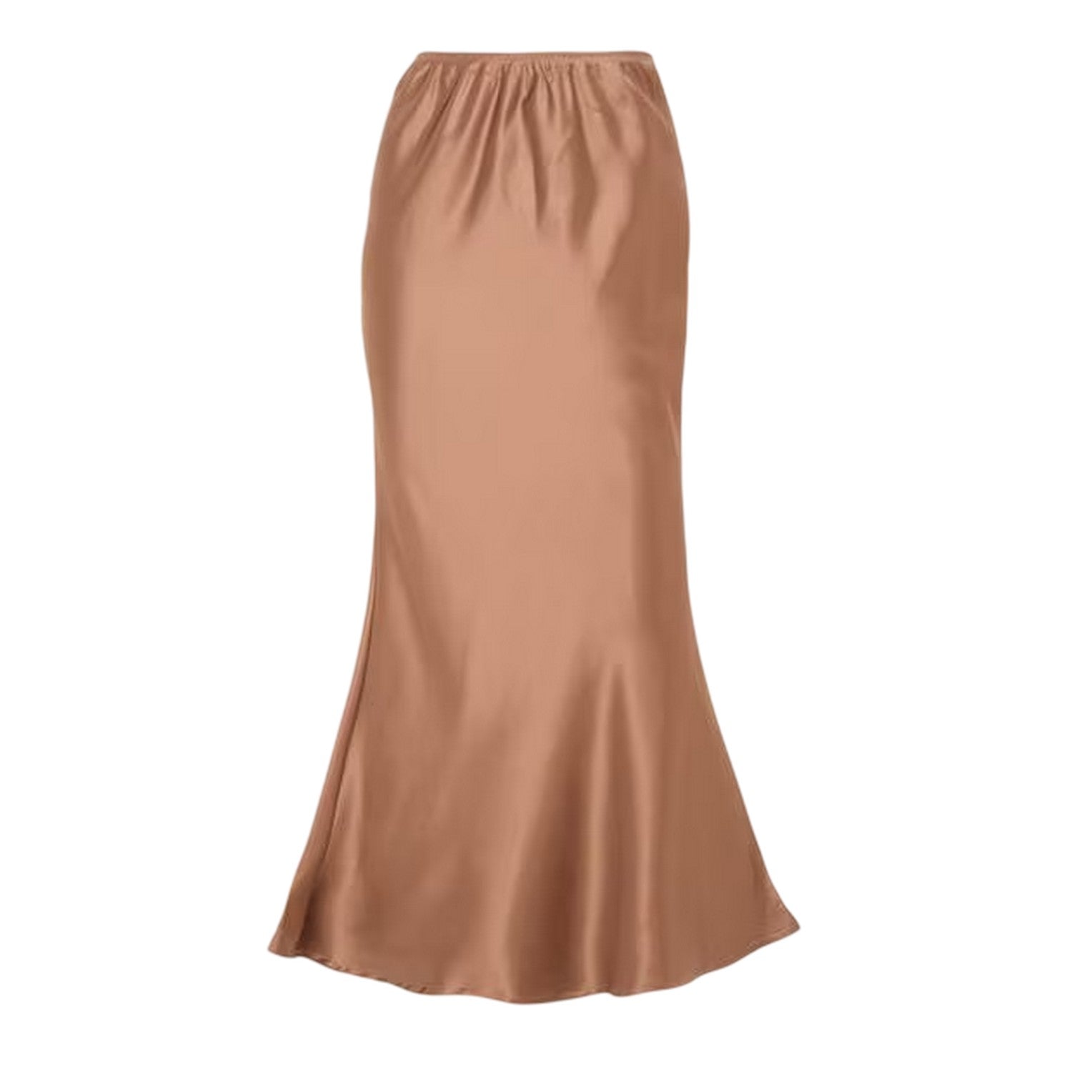 Brown - Front - I Saw It First Womens-Ladies Satin Maxi Skirt