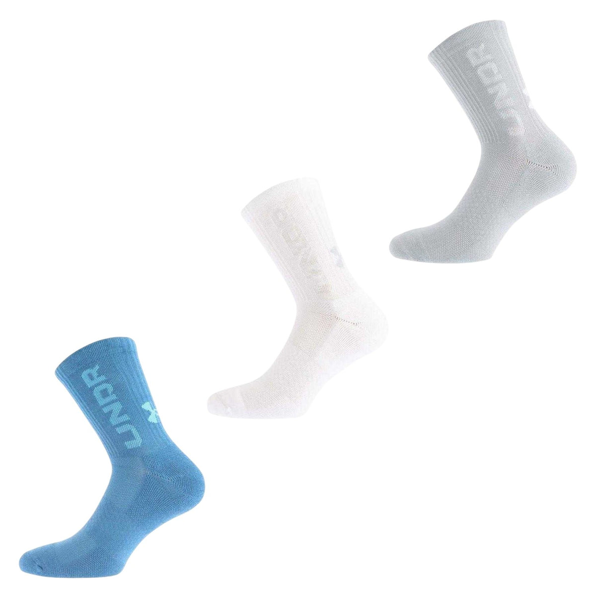 Blue - Back - Under Armour Childrens-Kids Crew Socks (Pack of 3)