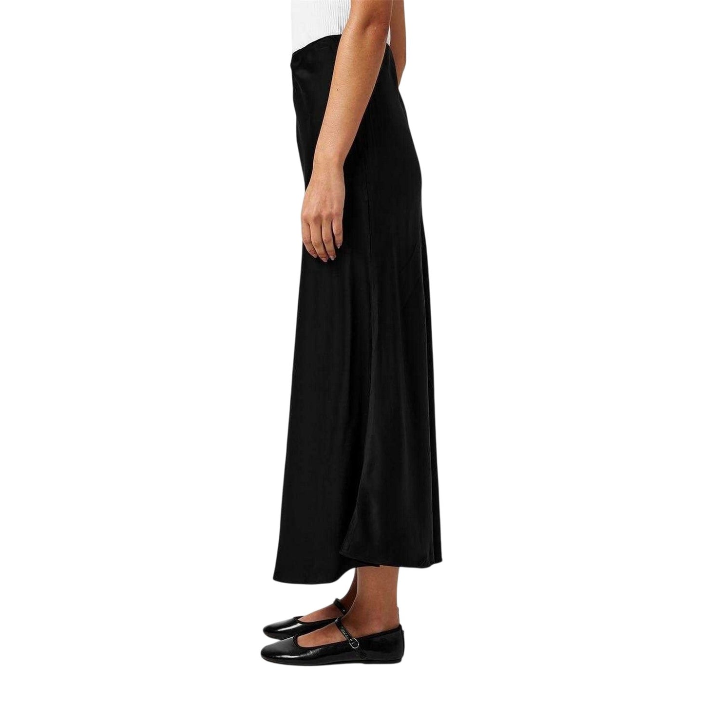 Black - Side - French Connection Womens-Ladies Plain Maxi Skirt
