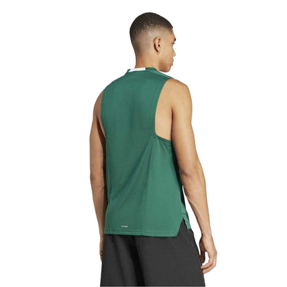 Green-White - Back - Adidas Mens Logo Printed Crew Neck Sleeveless Tank Top