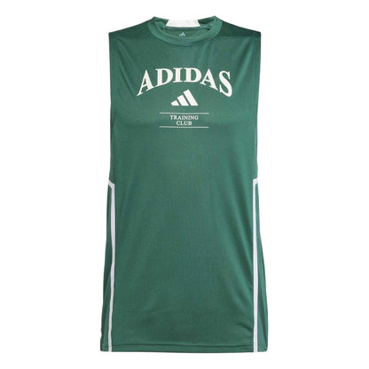 Green-White - Front - Adidas Mens Logo Printed Crew Neck Sleeveless Tank Top