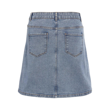 Light Blue - Back - Noisy May Womens-Ladies Denim A-line Mini Skirt