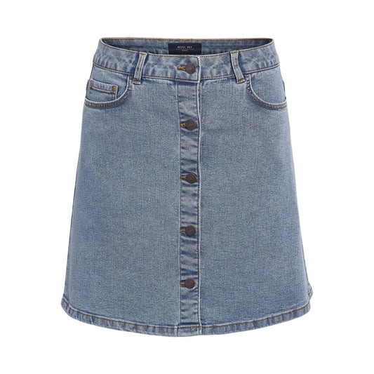 Light Blue - Front - Noisy May Womens-Ladies Denim A-line Mini Skirt