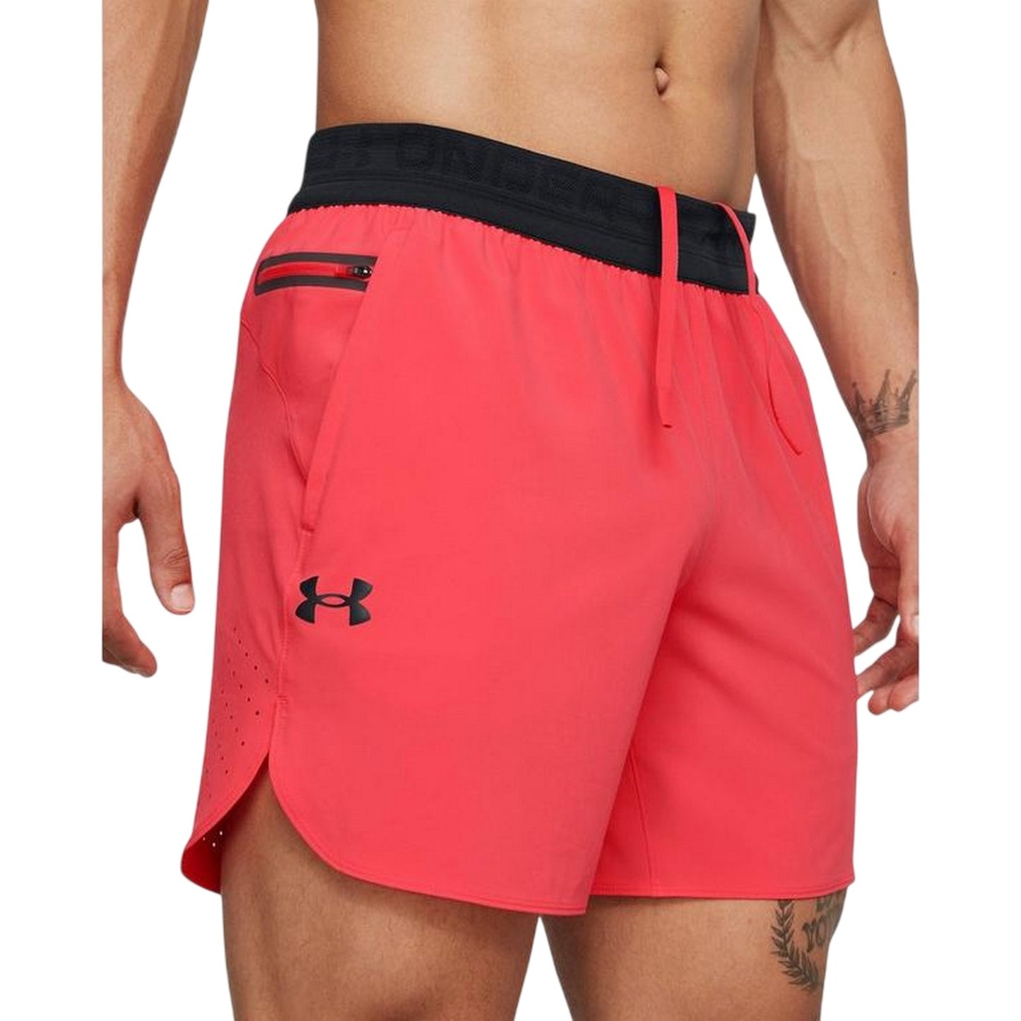 Red - Side - Under Armour Mens 6 Vanish Elite Running Shorts