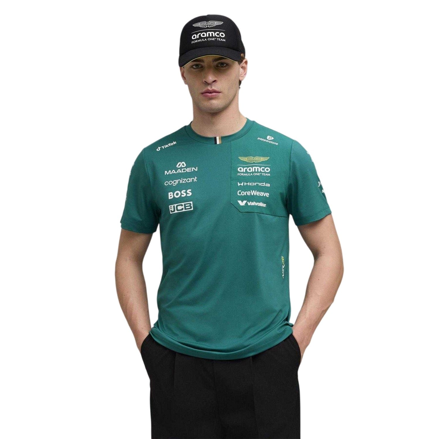 Green - Side - Aston Martin Mens F1 Puma T-Shirt