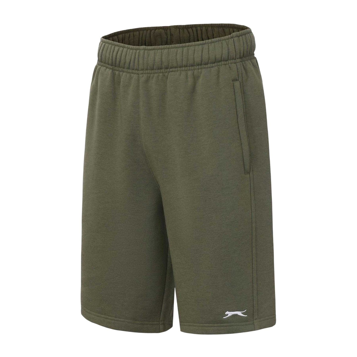 Khaki Green - Side - Slazenger Mens Fleece Shorts