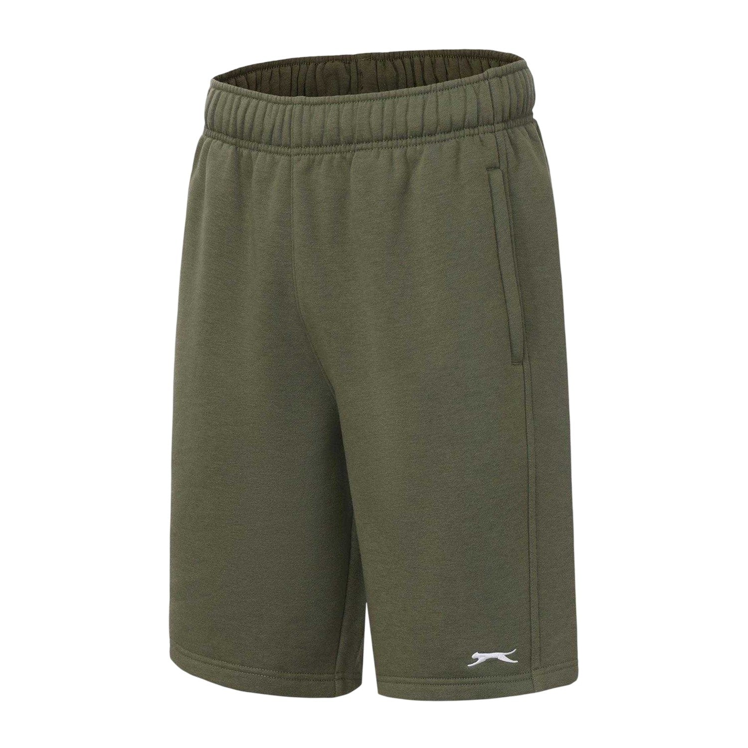 Khaki Green - Side - Slazenger Mens Fleece Shorts