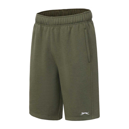 Khaki Green - Side - Slazenger Mens Fleece Shorts