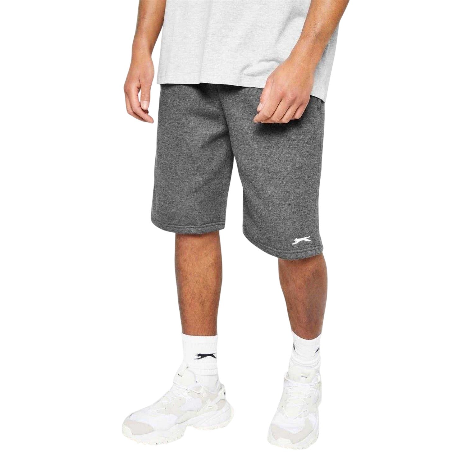 Charcoal - Side - Slazenger Mens Fleece Shorts