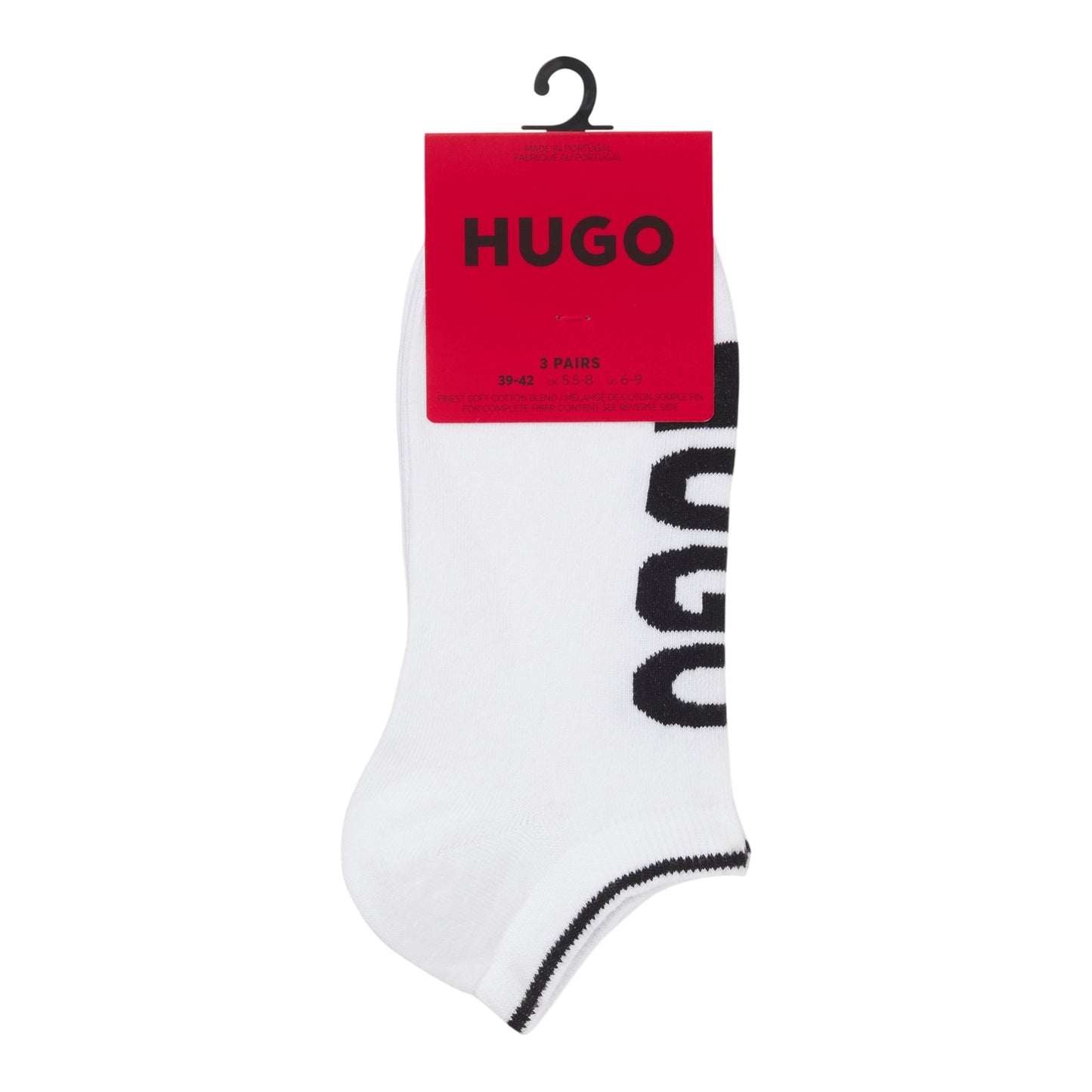 White - Back - Hugo Mens Ankle Socks (Pack of 3)