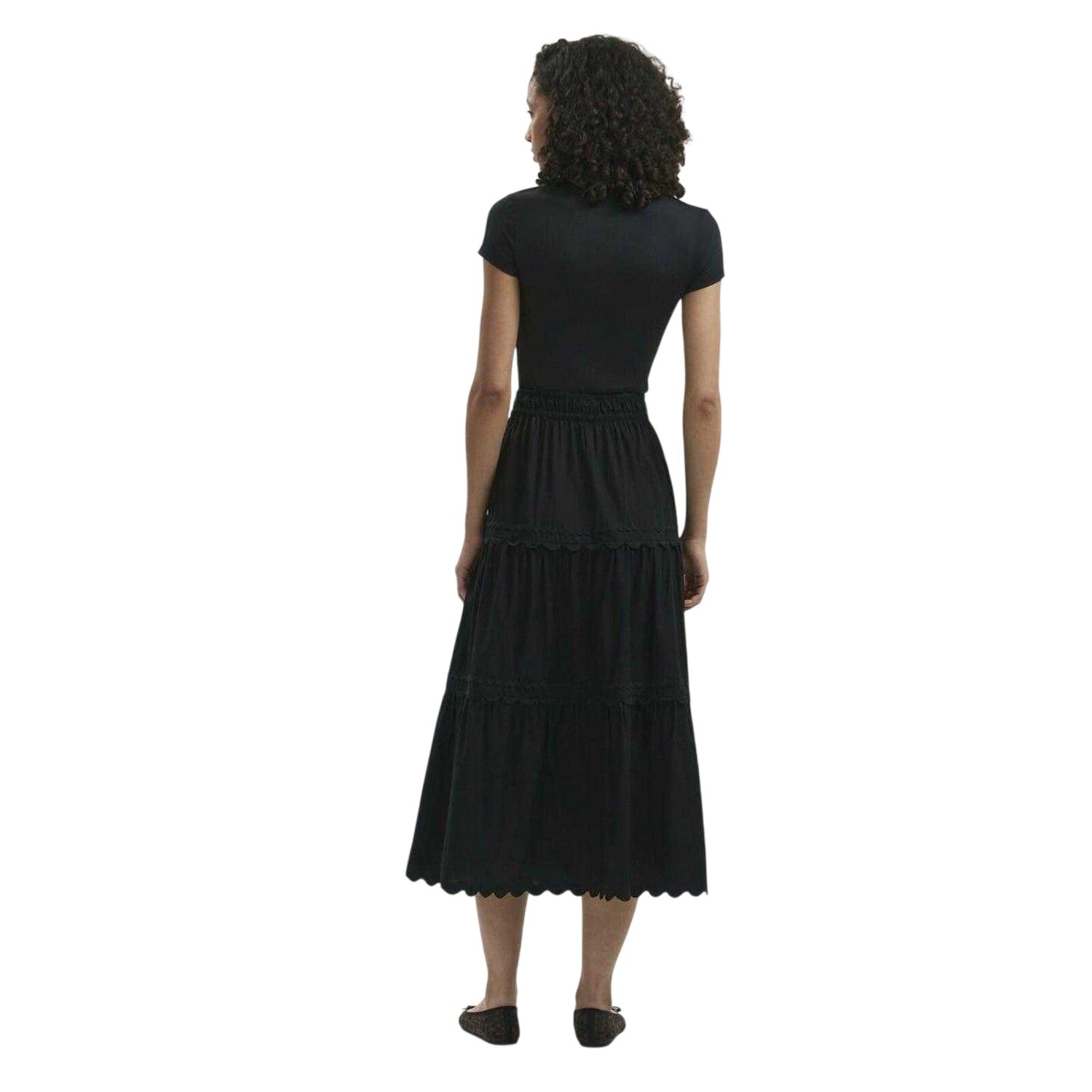 Black - Back - Finery Womens-Ladies Tiered Cotton Poplin Maxi Skirt