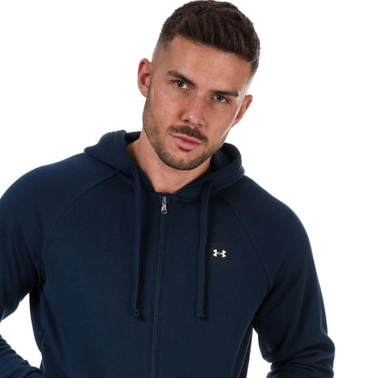 Navy - Close up - Under Armour Mens Rival Fleece Full Zip Hoodie