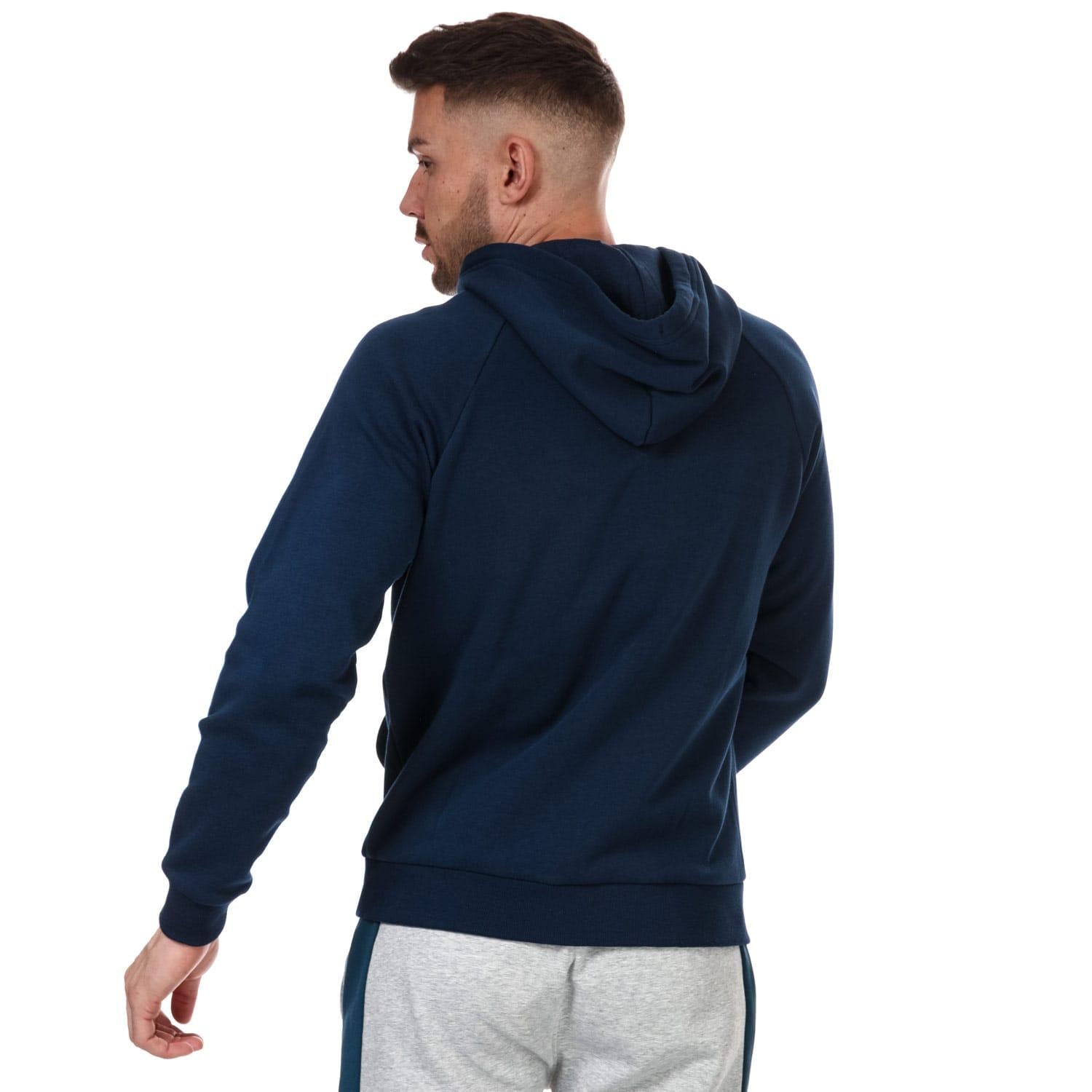 Navy - Back - Under Armour Mens Rival Fleece Full Zip Hoodie