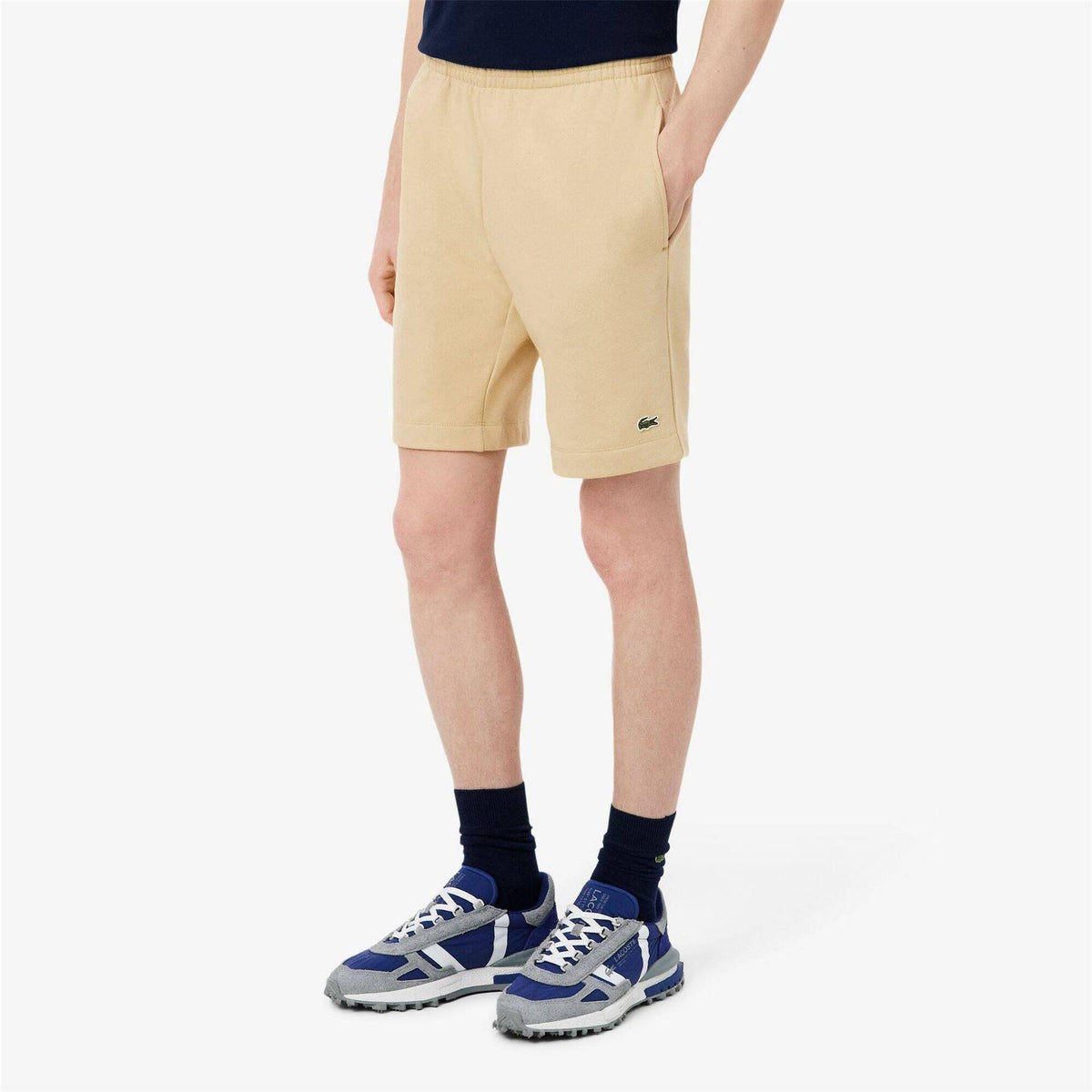 Light Beige - Back - Lacoste Mens Fleece Shorts