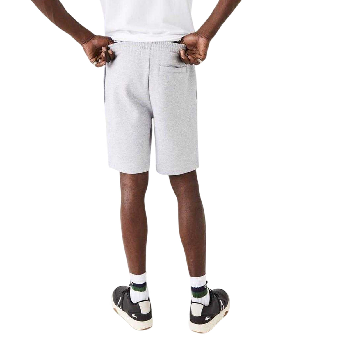 Light Grey - Back - Lacoste Mens Fleece Shorts