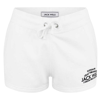 White - Front - Jack Wills Womens-Ladies Logo Sweat Shorts