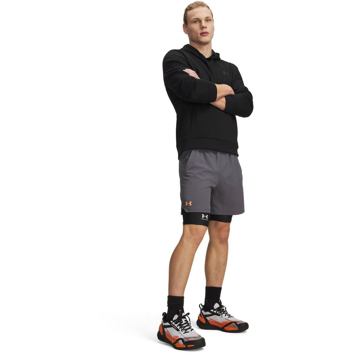 White Castlerock-Orange - Lifestyle - Under Armour Mens Vanish Shorts