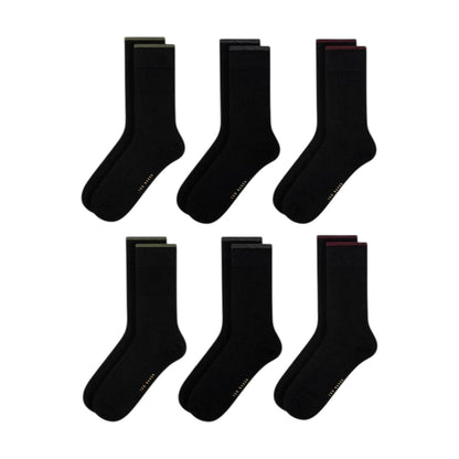 Black - Front - Ted Baker Mens Crew Socks (Pack of 6)