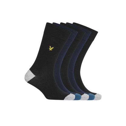 Black - Front - Lyle & Scott Mens Crew Socks (Pack of 5)