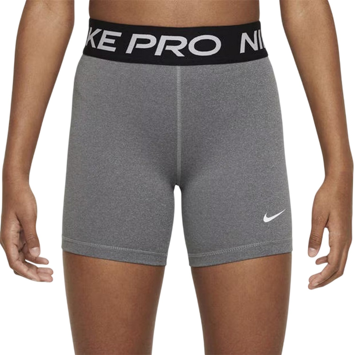 Grey Heather - Side - Nike Girls Dri-FIT Compression Shorts