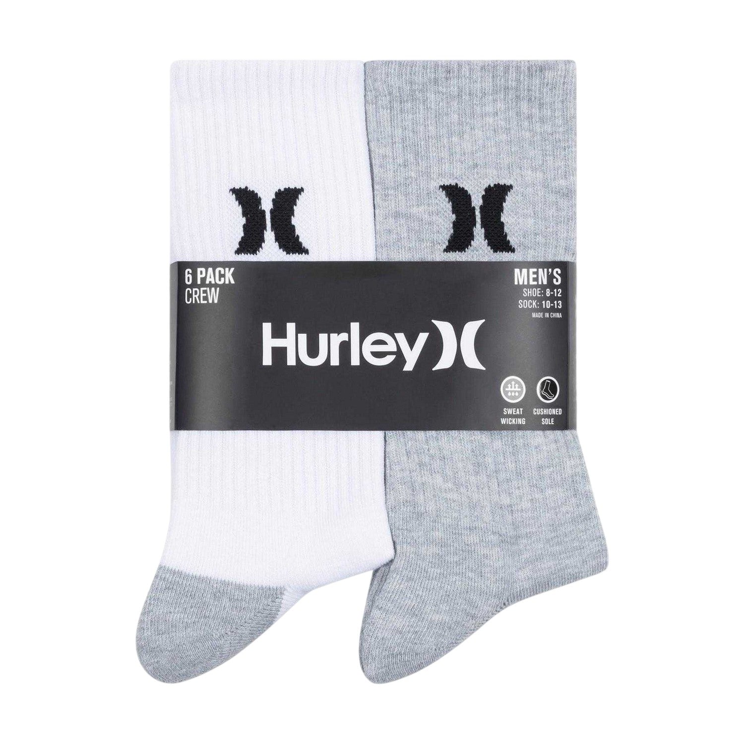 Multicoloured - Back - Hurley Mens Crew Socks (Pack of 6)