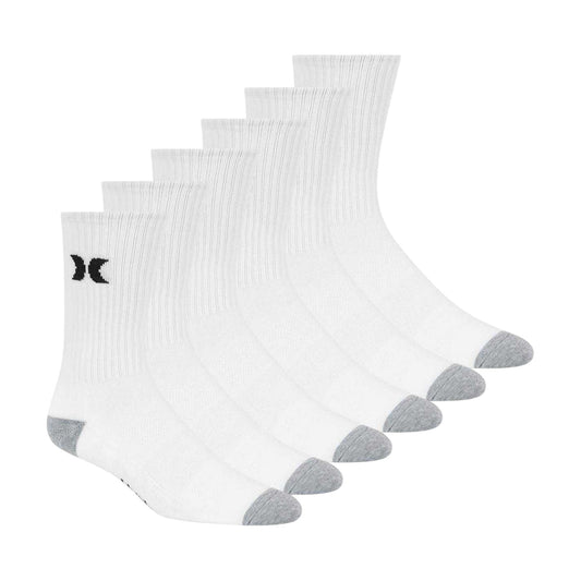 White-Black - Front - Hurley Mens Crew Socks (Pack of 6)
