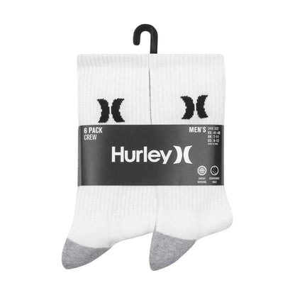 White-Black - Back - Hurley Mens Crew Socks (Pack of 6)