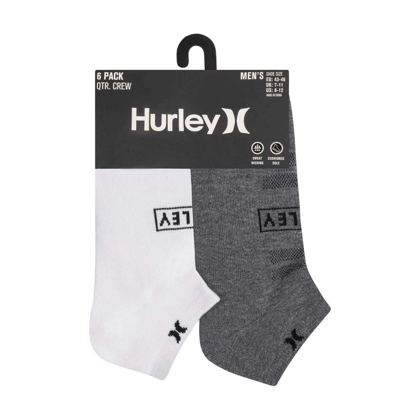 White-Black - Back - Hurley Mens Low Cut Ankle Socks (Pack of 6)