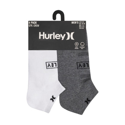 White-Black - Back - Hurley Mens Low Cut Ankle Socks (Pack of 6)