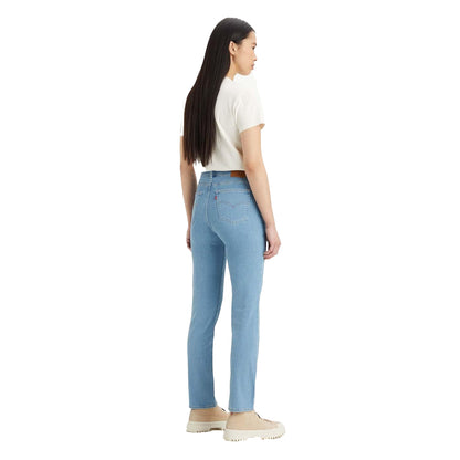 Denim - Back - Levis Womens-Ladies 724 Rio Fate Leather Patch Straight Leg High Rise Jeans