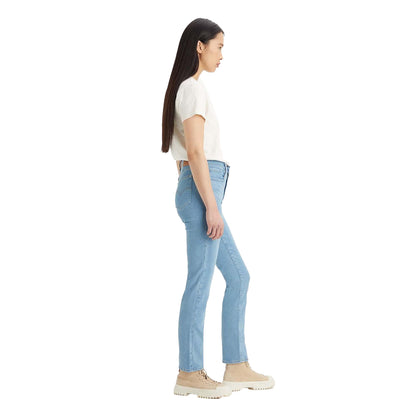 Denim - Side - Levis Womens-Ladies 724 Rio Fate Leather Patch Straight Leg High Rise Jeans