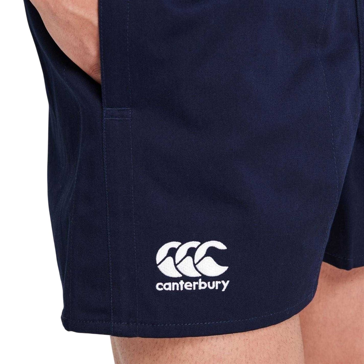 Navy - Side - Canterbury Mens Logo Rugby Shorts