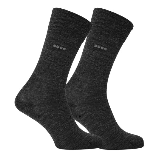 Charcoal - Front - Boss Mens Wool Ankle Socks (Pack of 2)