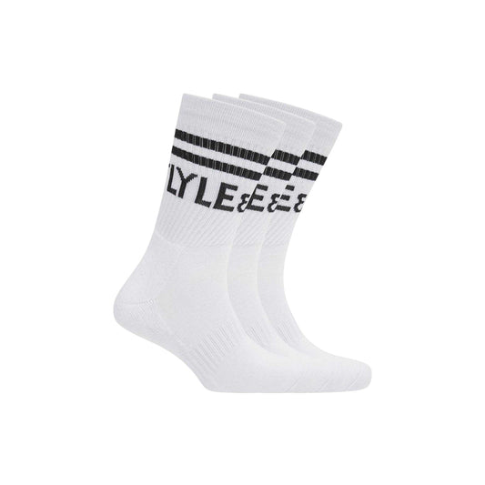 Bright White - Front - Lyle & Scott Mens Logo Crew Socks (Pack of 3)