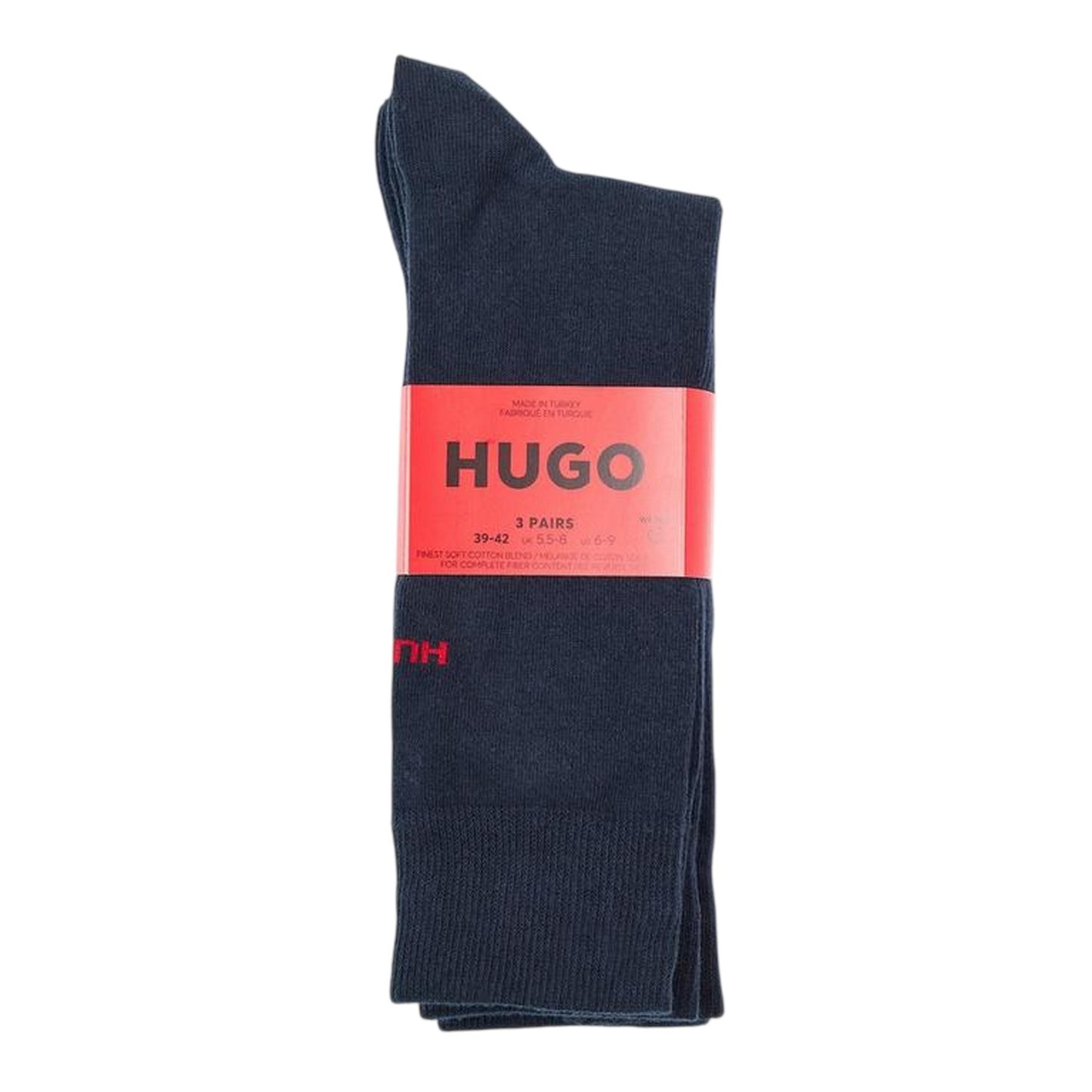 Dark Blue - Side - Hugo Mens Ankle Socks (Pack of 3)