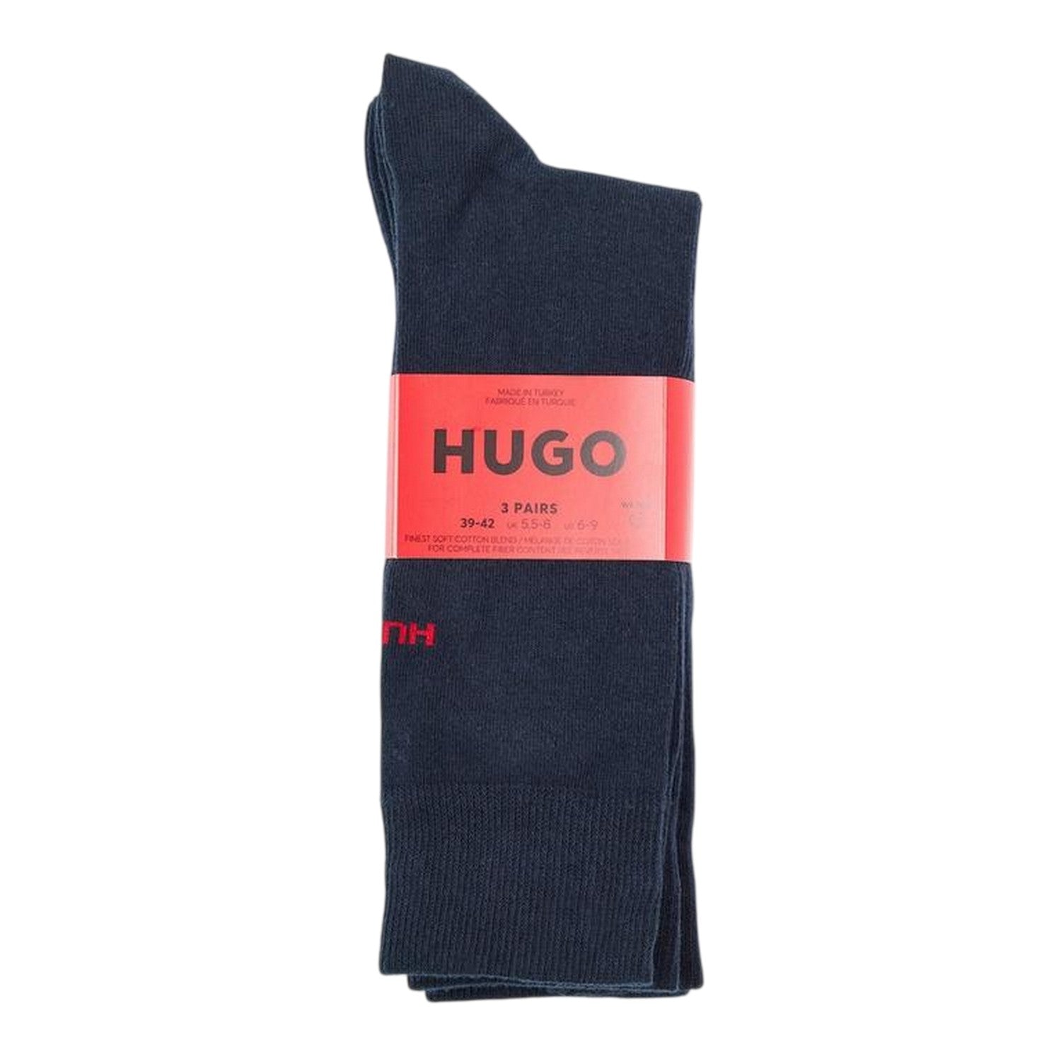 Dark Blue - Side - Hugo Mens Ankle Socks (Pack of 3)