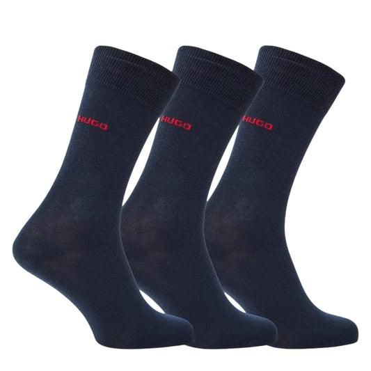 Dark Blue - Front - Hugo Mens Ankle Socks (Pack of 3)