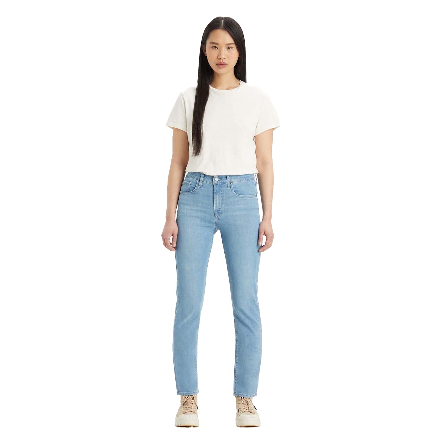 Denim - Front - Levis Womens-Ladies 724 Rio Fate Leather Patch Straight Leg High Rise Jeans