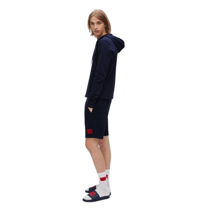 Navy - Side - Hugo Mens Fleece Sweat Shorts