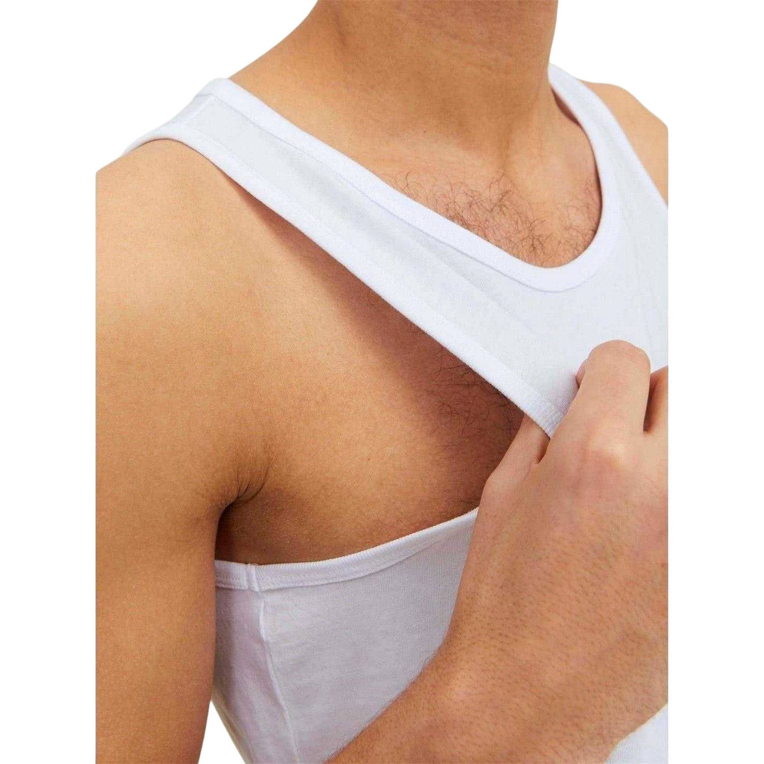 White - Side - Jack And Jones Mens Scoop Neck Tank Top (Pack of 2)