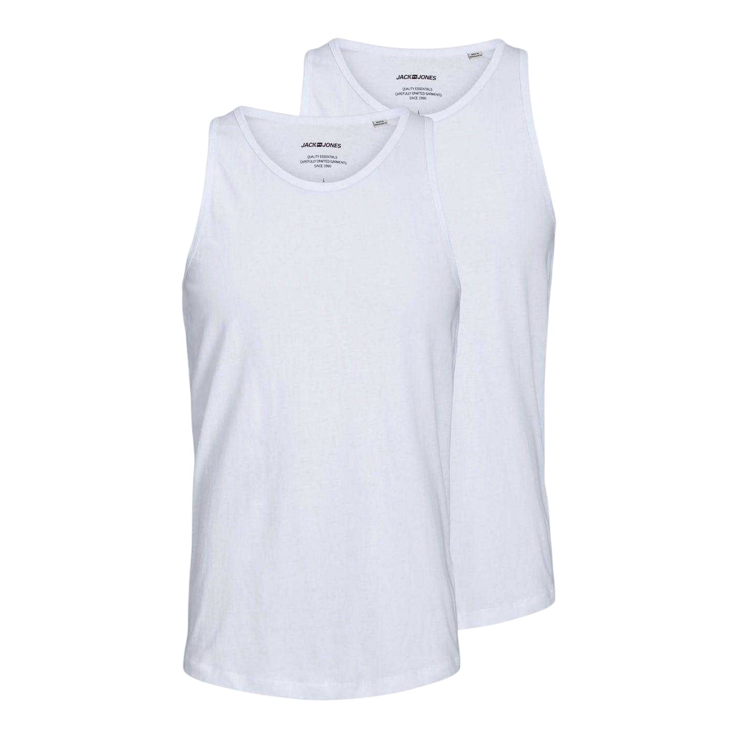 White - Front - Jack And Jones Mens Scoop Neck Tank Top (Pack of 2)