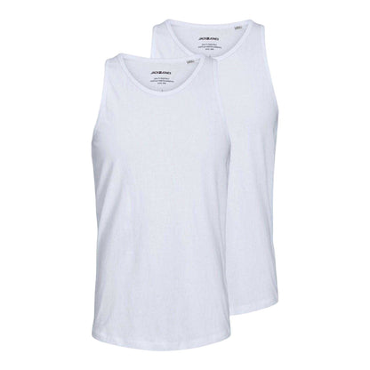 White - Front - Jack And Jones Mens Scoop Neck Tank Top (Pack of 2)