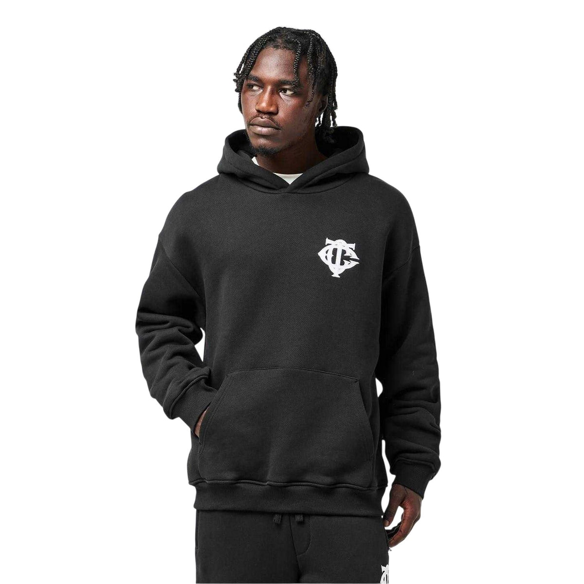 Black - Side - Couture Mens Heavyweight Relaxed Fit Hoodie