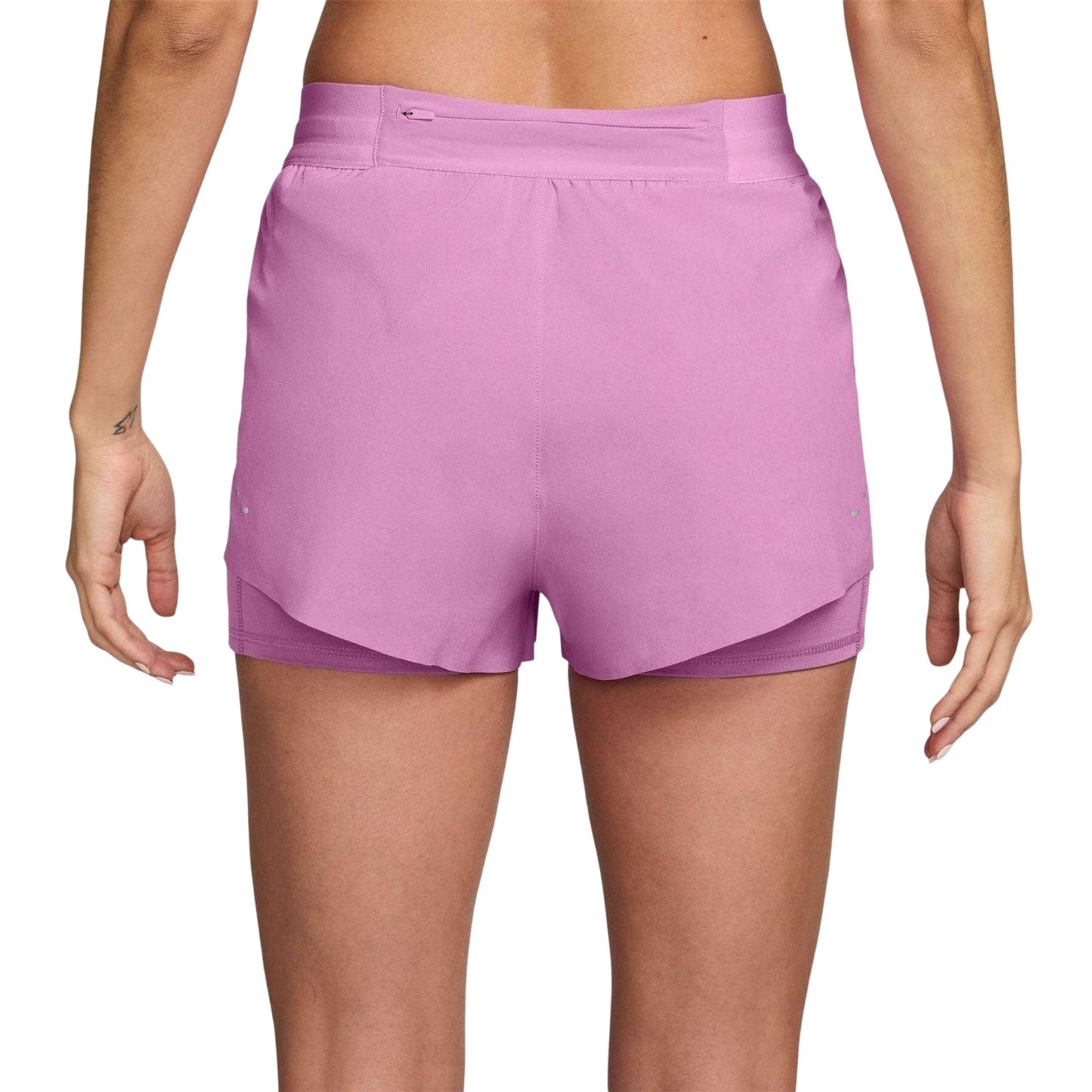 Magenta - Back - Nike Womens-Ladies FIT Swift 2 in 1 Running Shorts