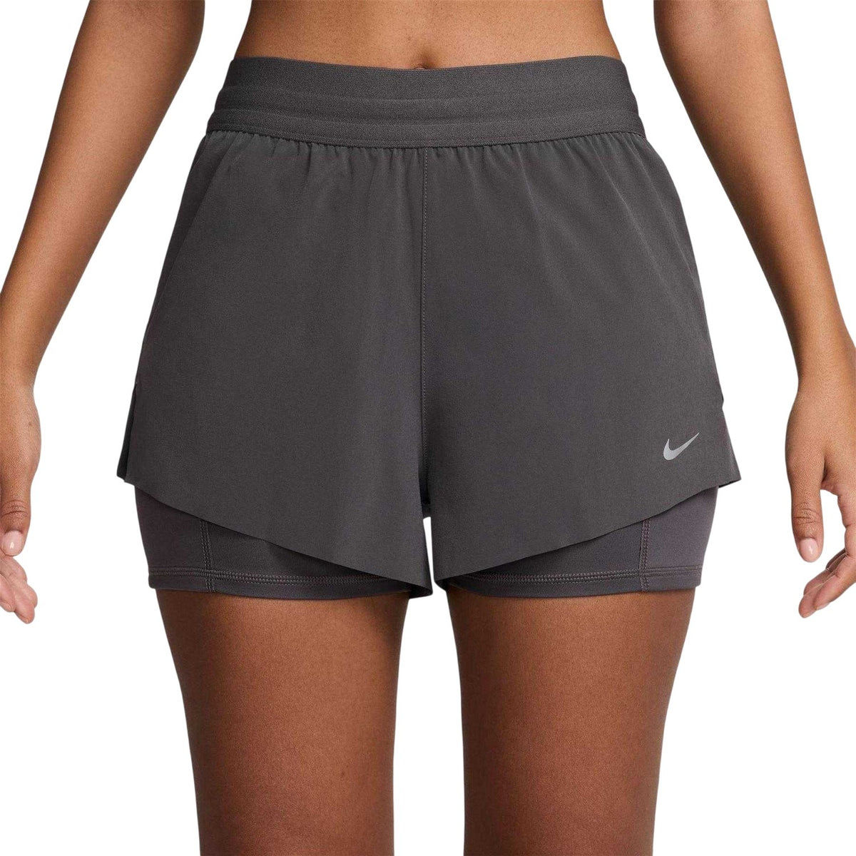 Thunder Grey - Front - Nike Womens-Ladies FIT Swift 2 in 1 Running Shorts