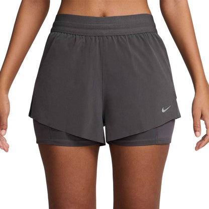 Thunder Grey - Front - Nike Womens-Ladies FIT Swift 2 in 1 Running Shorts