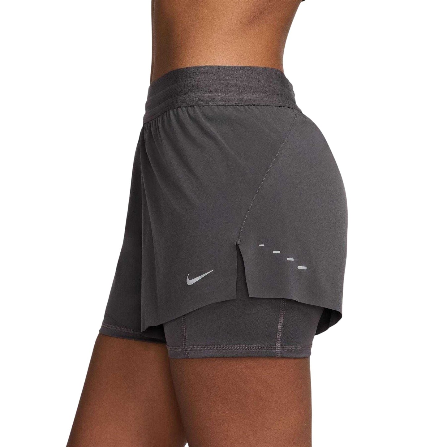 Thunder Grey - Side - Nike Womens-Ladies FIT Swift 2 in 1 Running Shorts