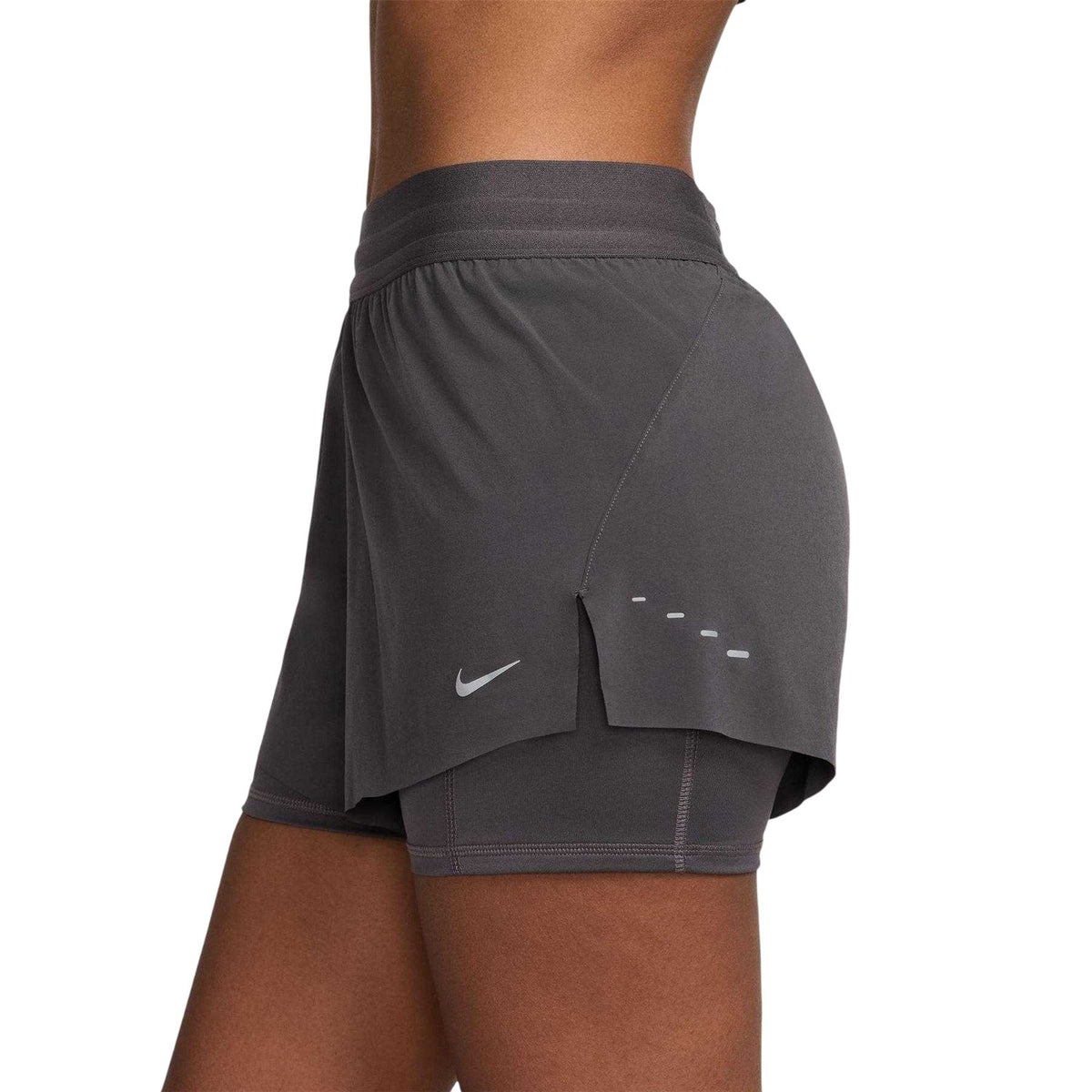 Thunder Grey - Side - Nike Womens-Ladies FIT Swift 2 in 1 Running Shorts